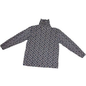 Vintage Sunriver Shirt Women's Sz S Turtleneck Paisley Long Sleeve Blue& Ivory